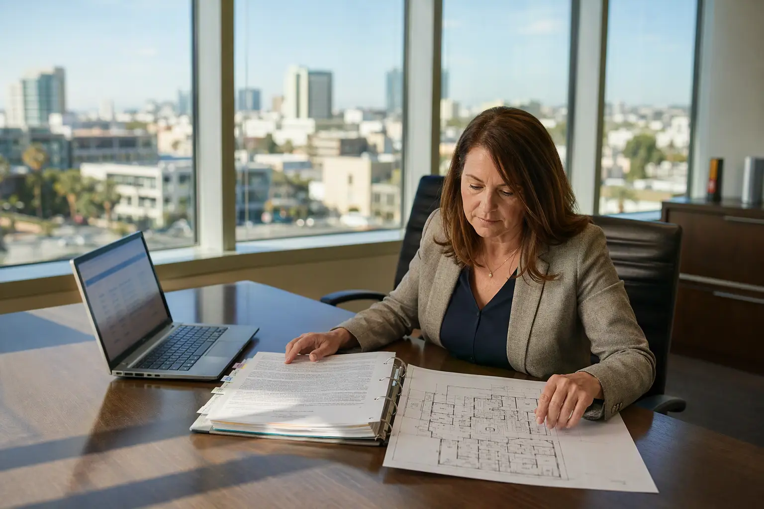 Healthcare facility manager in San Diego reviewing Cal/OSHA Elevator Safety Orders and permit-to-operate documents for California hospital elevator code compliance